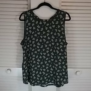 🔷️*Charcoal with Green & Yellow Print Top NWOT